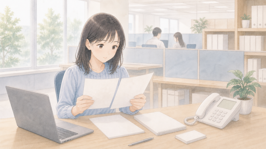 請求書の登録番号を確認する経理担当者のイメージ