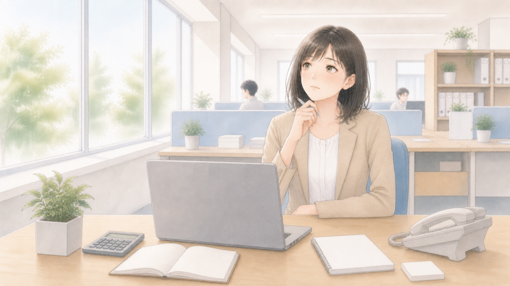 自分がどこまでできるようになったのか分からず考えている経理2年目のイメージ図