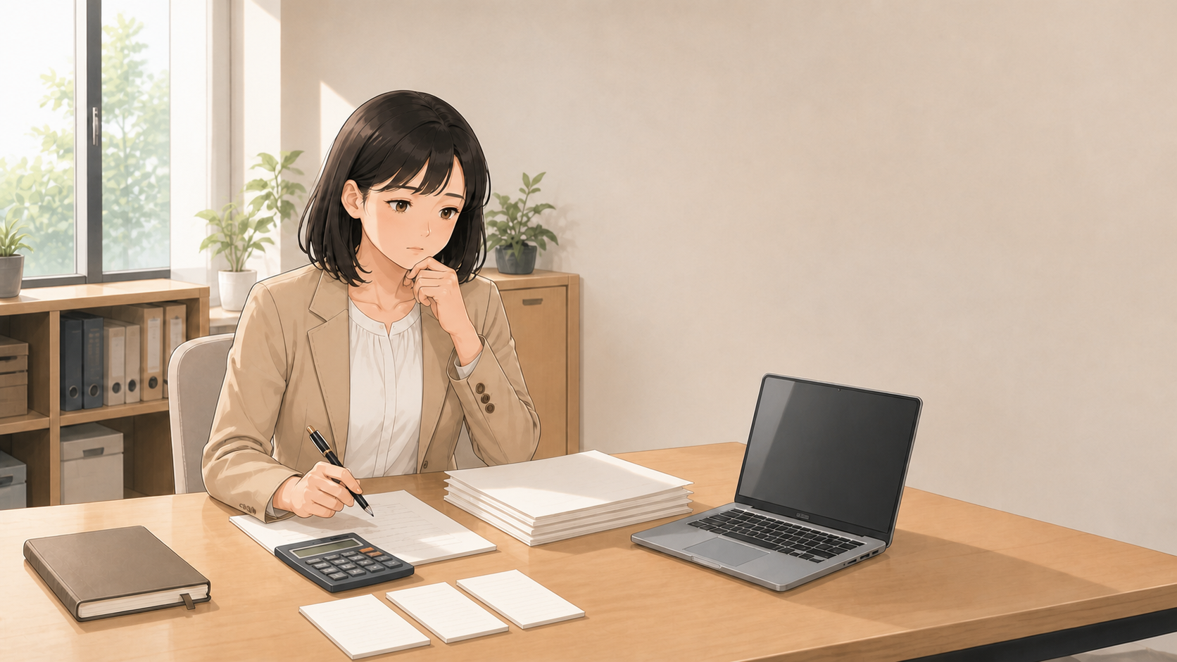 経理の仕事についていけないと感じ、手が止まっている担当者のイメージ図